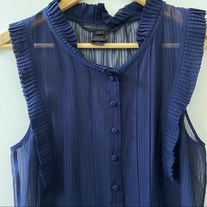 Marc by Marc Jacobs navy blue sleeveless silk blouse